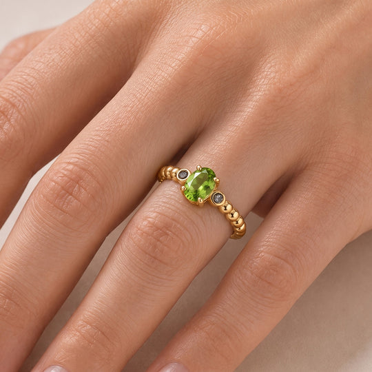 EVER TRUE Peridot Arizona, Weißer Diamant Ring Reine Bronze (Größe 17.00) ca. 0,53 ct