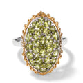 D'Joy Peridot Arizona Ring 925 Silber Rhodiniert und 750 Gelbgold Vermeil (Größe 17.00) ca. 5,60 ct