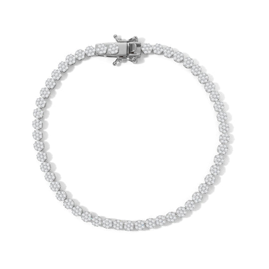 LUXURIANT SGL zertifizierter SI-GH Labor Diamant 20cm Armband, 925 Silber 750 Gelbgold Vermeil - 2,50 ct.