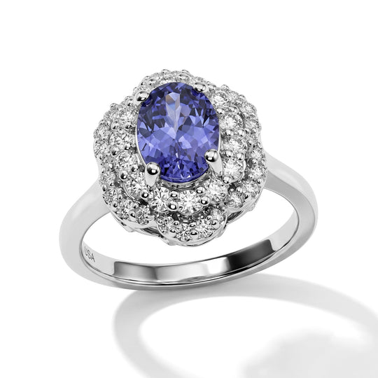 D'Joy AA Tansanit, Moissanit Ring 925 Silber Rhodiniert (Größe 18.00)   (10-16 Werktage Lieferzeit) ca. 1,85 ct