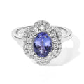 D'Joy AA Tansanit, Moissanit Ring 925 Silber Rhodiniert (Größe 18.00)   (10-16 Werktage Lieferzeit) ca. 1,85 ct