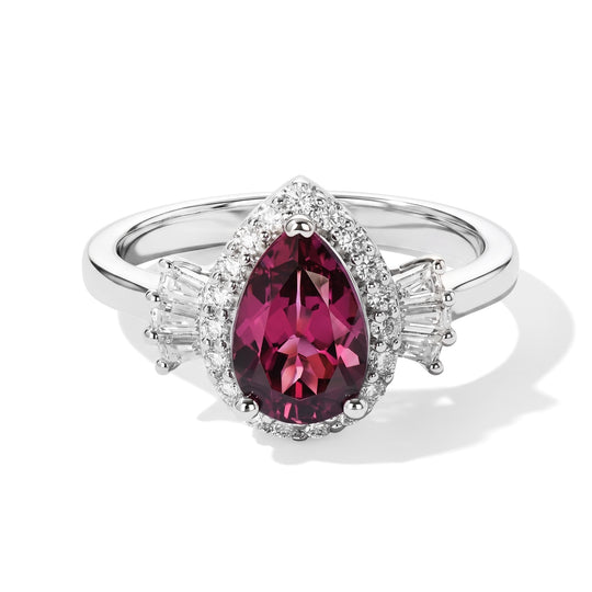 D'Joy AA Rosa Granat, Moissanit Ring 925 Silber Rhodiniert (Größe 18.00)   (10-16 Werktage Lieferzeit) ca. 2,10 ct