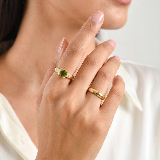 D'Joy Peridot Arizona Ring 925 Silber 750 Gelbgold vermeil (Größe 20.00) ca. 1,20 ct