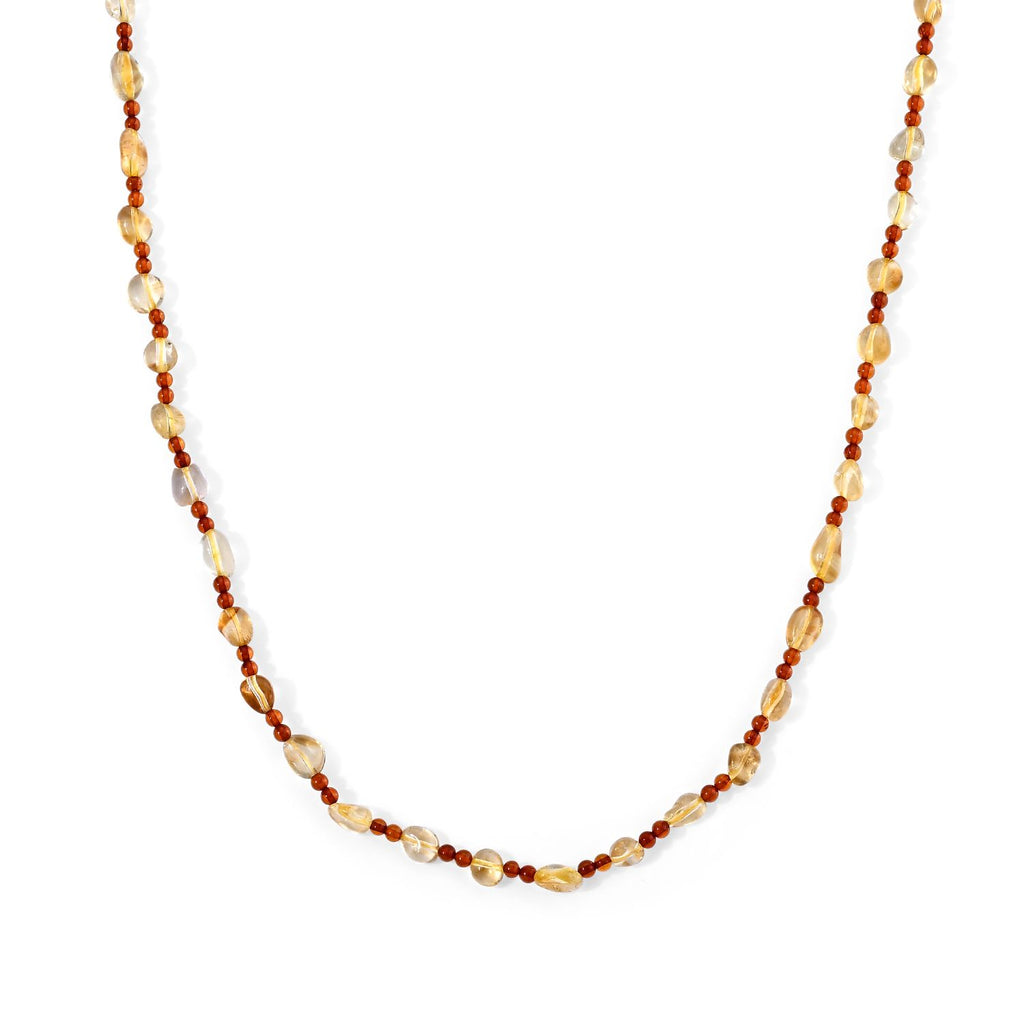 Citrin, Bernstein Halskette ca. 45 cm 316L Edelstahl ca. 40.01 ct