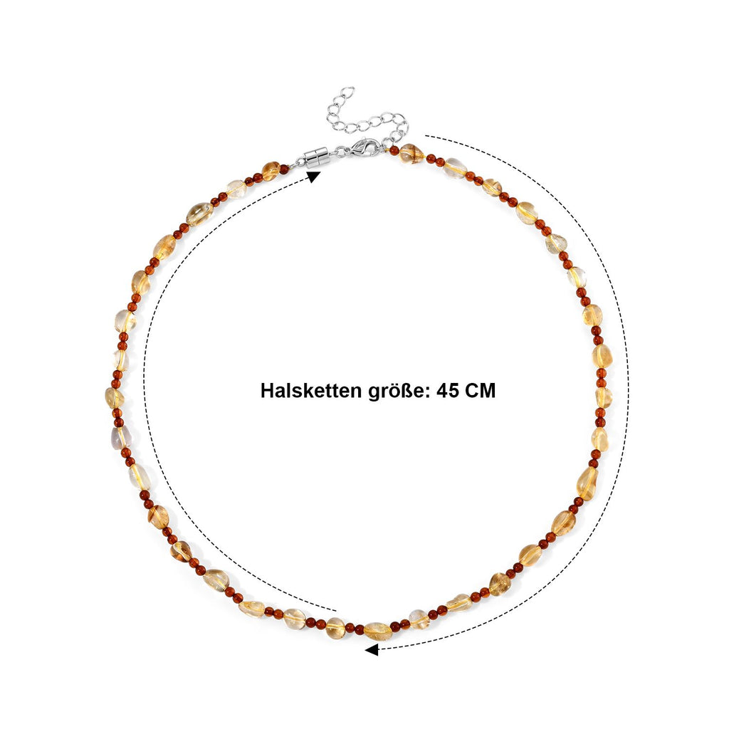 Citrin, Bernstein Halskette ca. 45 cm 316L Edelstahl ca. 40.01 ct