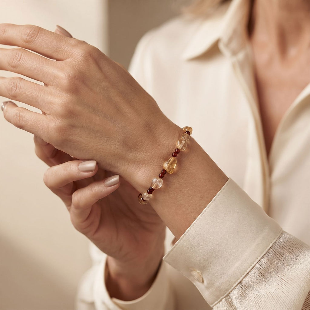 Citrin, Bernstein Armband 18 cm ca. 20,01 ct.