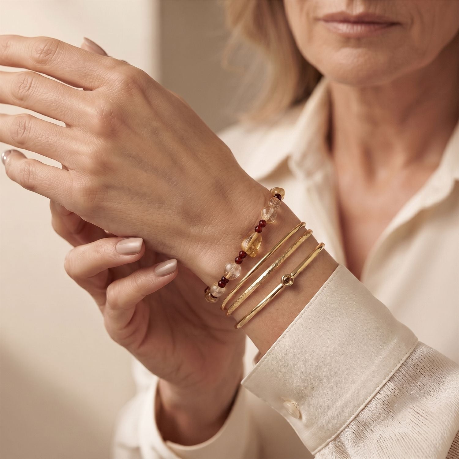 Citrin, Bernstein Armband 18 cm ca. 20,01 ct.