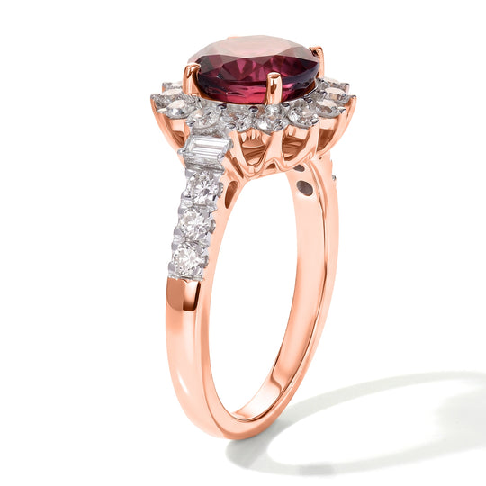 LUXURIANT  (10-16 Werktage Lieferzeit)  3,43 ct. AAA Rosa Granat und Labor Diamant Ring in 417 Roségold
