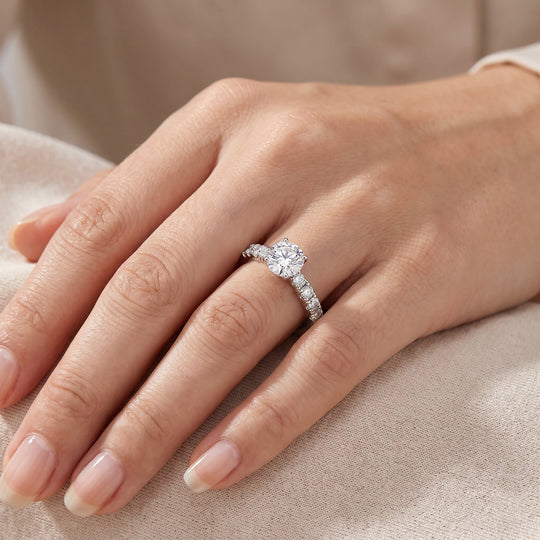 D'Joy GRA zertifizierter Moissanit Ring, 925 Silber rhodiniert - 1,70 ct.
