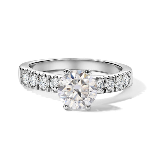 D'Joy GRA zertifizierter Moissanit Ring, 925 Silber rhodiniert - 1,70 ct.