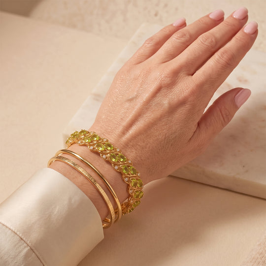 EVER TRUE Baum Des Lebens Kollektion - Arizona Peridot, Weißer Zirkon Armband ca. 20 cm Reine Bronze ca. 11.31 ct