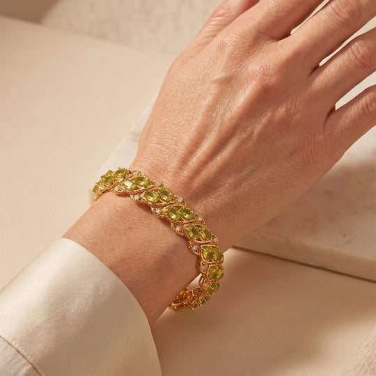 EVER TRUE Peridot Arizona, Weißer Zirkon Armband ca. 20 cm Reine Bronze ca. 11,21 ct.