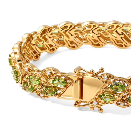 EVER TRUE Peridot Arizona, Weißer Zirkon Armband ca. 20 cm Reine Bronze ca. 11,21 ct.
