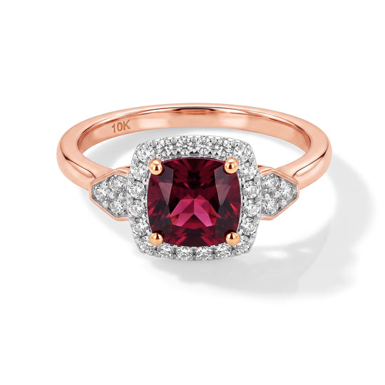 LUXURIANT  (10-16 Werktage Lieferzeit)  3 ct. AAA rosa Granat, Labor Diamant Ring in 417 Roségold