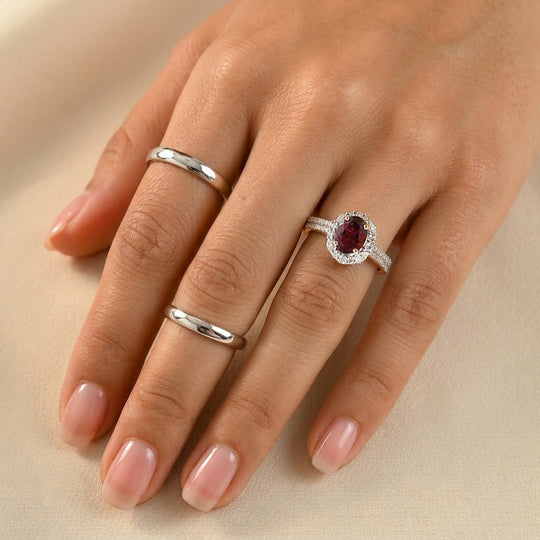 D'Joy AA Rosa Granat, Moissanit Ring 925 Silber 750 Roségold vermeil (Größe 18.00)   (10-16 Werktage Lieferzeit) ca. 2,07 ct