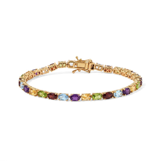 EverTrue Multi Edelstein 18cm Armband, 950 Kupfer mit Gelbgold E-Beschichtung - 17,26 ct.