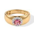 D'Joy AA Blush Turmalin, Weißer Zirkon Ring 925 Silber 750 Gelbgold vermeil (Größe 17.00) ca. 0,61 ct