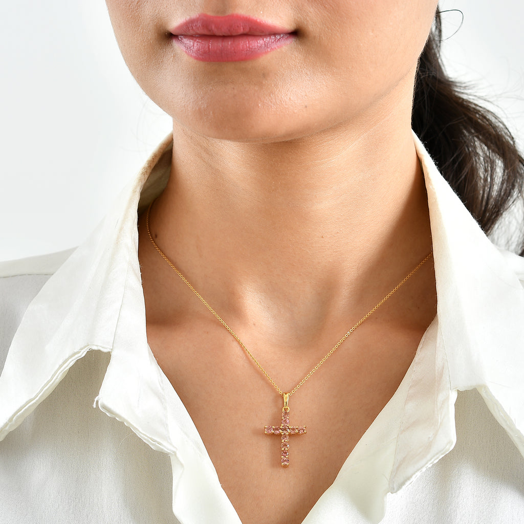 D'Joy AA Blush Turmalin Anhänger 925 Silber 750 Gelbgold vermeil ca. 1,27 ct.