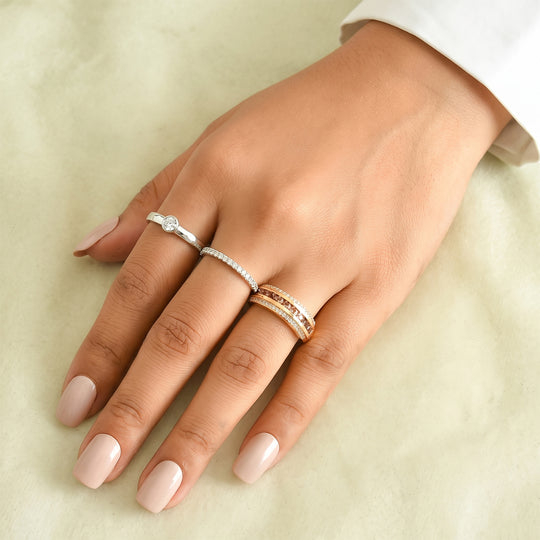 EVER TRUE Blush Turmalin, Weißer Zirkon Ring Reine Bronze (Größe 20.00) ca. 1,00 ct