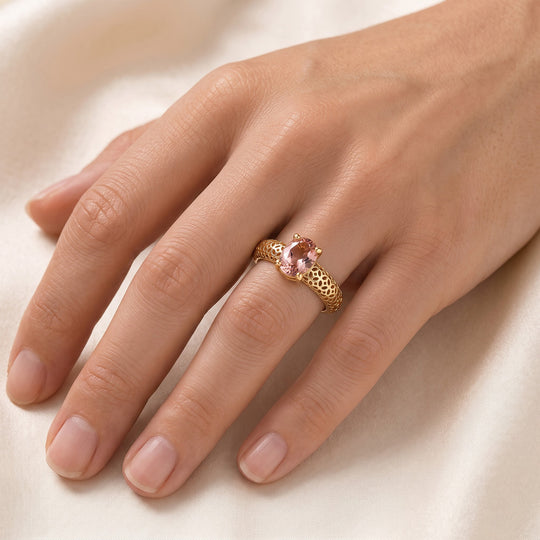 D'Joy Blush Turmalin Ring 925 Silber 750 Gelbgold vermeil (Größe 20.00) ca. 0,79 ct
