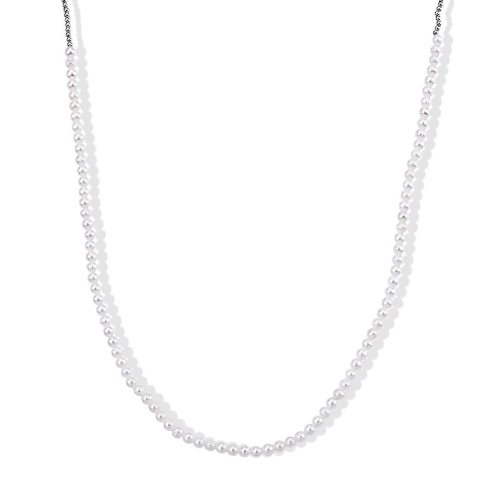 Weiße Süßwasser Perle (4-5 mm) Halskette ca. 45 cm 316L Edelstahl