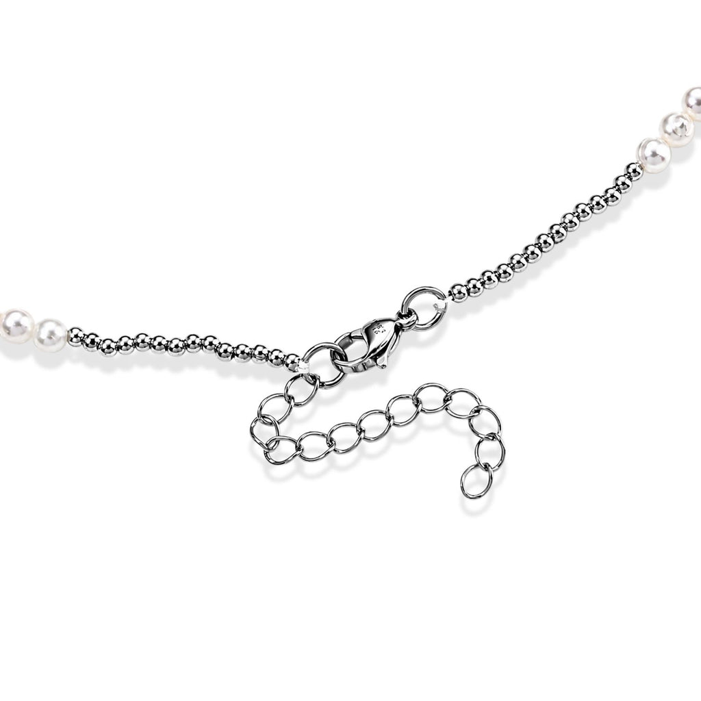 Weiße Süßwasser Perle (4-5 mm) Halskette ca. 45 cm 316L Edelstahl
