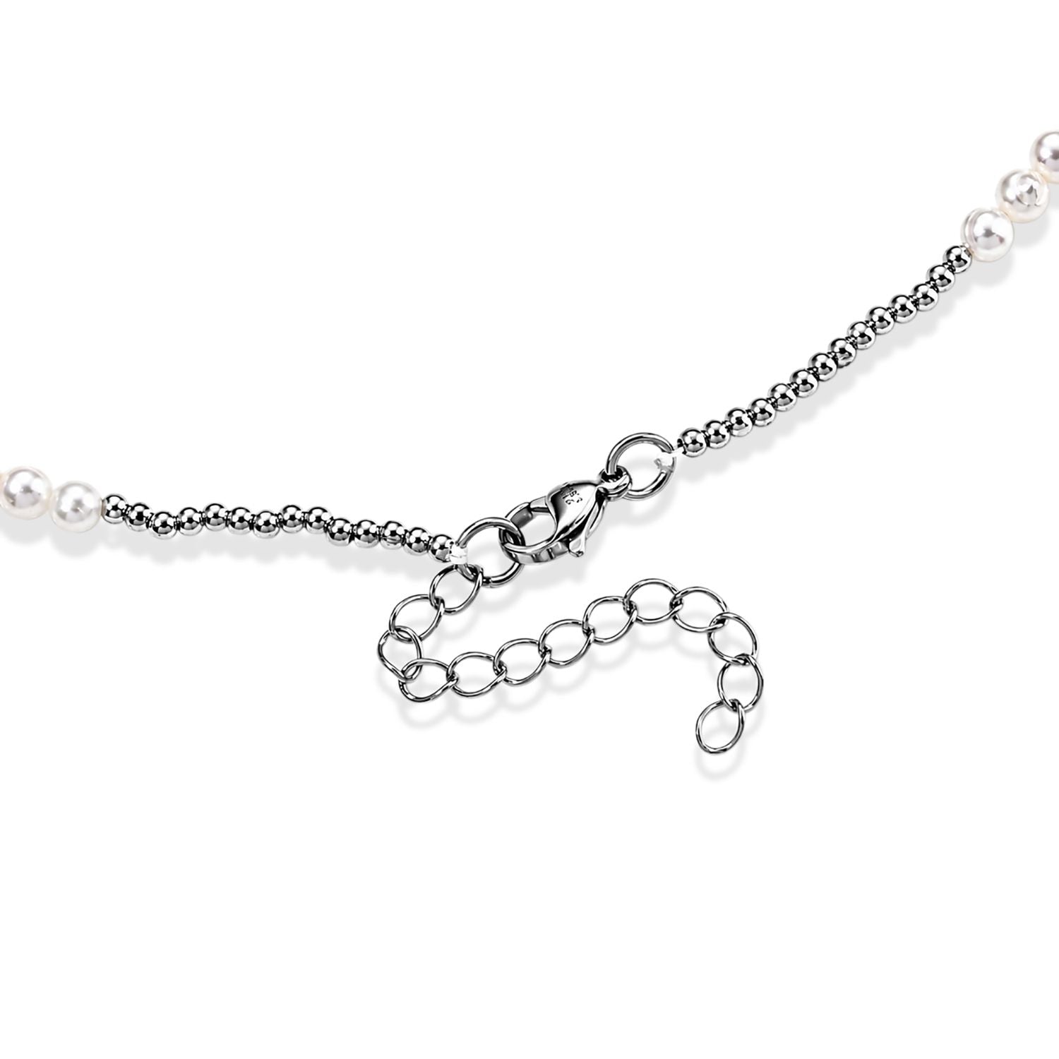 Weiße Süßwasser Perle (4-5 mm) Halskette ca. 45 cm 316L Edelstahl