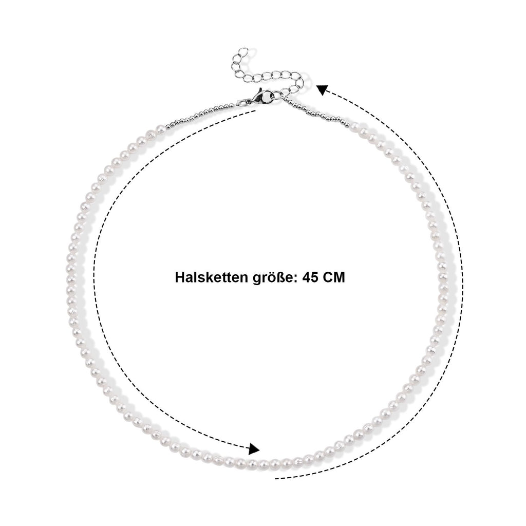 Weiße Süßwasser Perle (4-5 mm) Halskette ca. 45 cm 316L Edelstahl