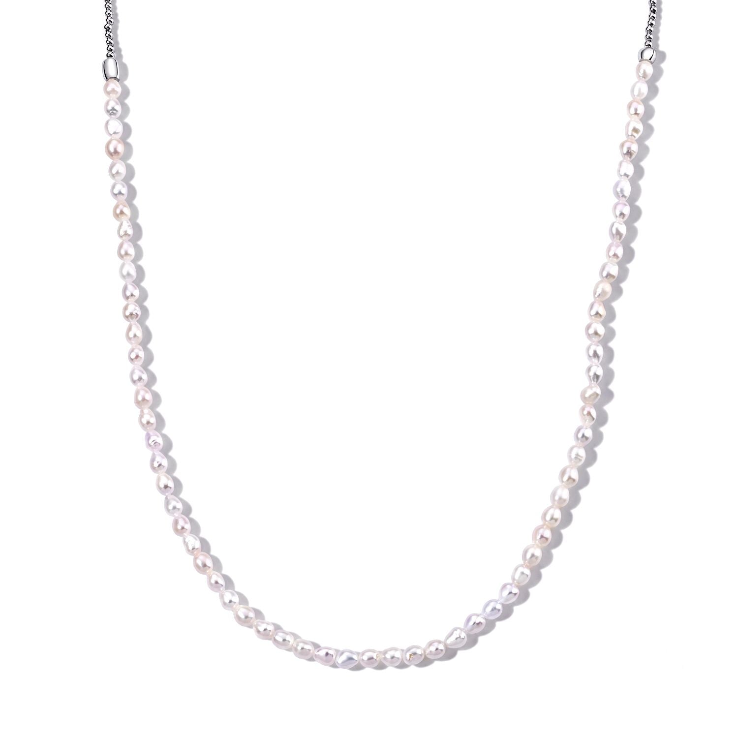Weiße Süßwasser Perle (4-6 mm) Halskette ca. 45 cm 316L Edelstahl