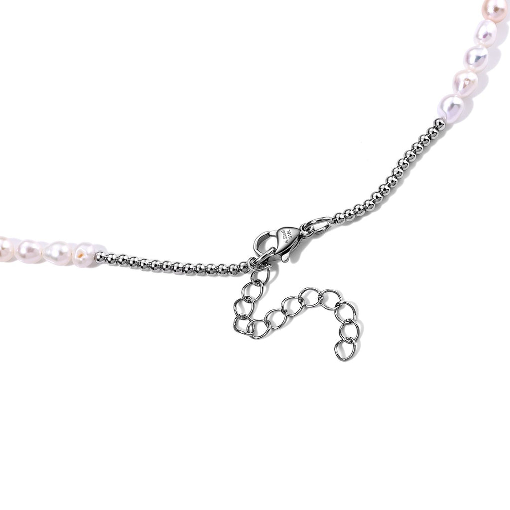 Weiße Süßwasser Perle (4-6 mm) Halskette ca. 45 cm 316L Edelstahl
