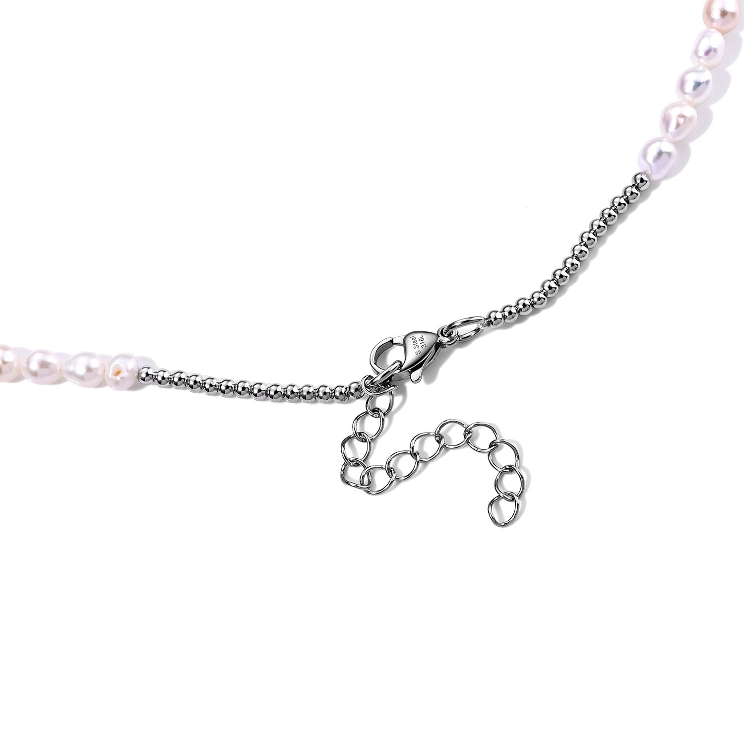 Weiße Süßwasser Perle (4-6 mm) Halskette ca. 45 cm 316L Edelstahl