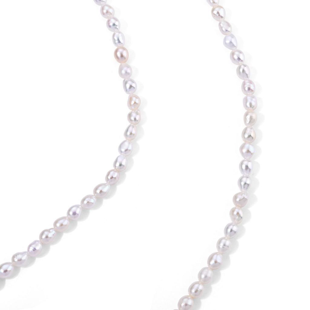 Weiße Süßwasser Perle (4-6 mm) Halskette ca. 45 cm 316L Edelstahl