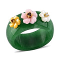 JARDIN KOLLEKTION D'Joy Grüne Jade, Roter Granat Ring 925 Silber Vergoldet (Größe 16.00) Gefärbte 29.42 ct