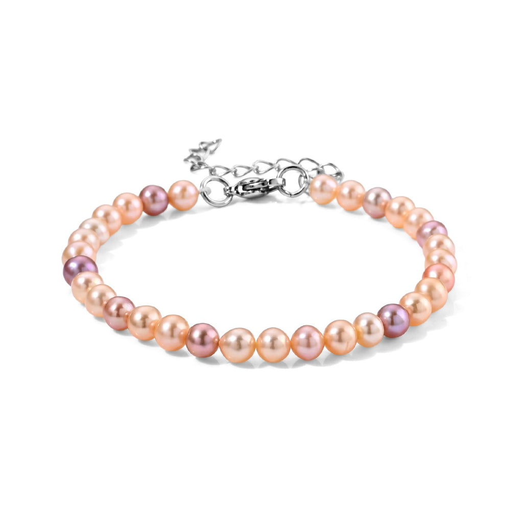 Mehrfarbige Süßwasser Perle (5-6 mm) Armband ca. 18 cm 316L Edelstahl