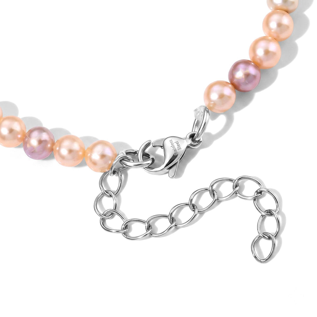 Mehrfarbige Süßwasser Perle (5-6 mm) Armband ca. 18 cm 316L Edelstahl