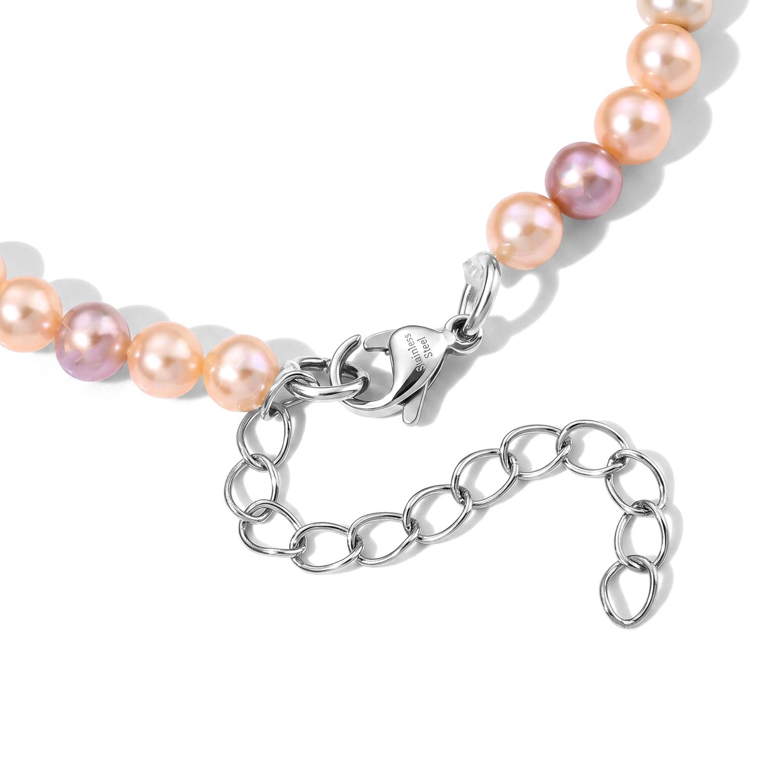 Mehrfarbige Süßwasser Perle (5-6 mm) Armband ca. 18 cm 316L Edelstahl