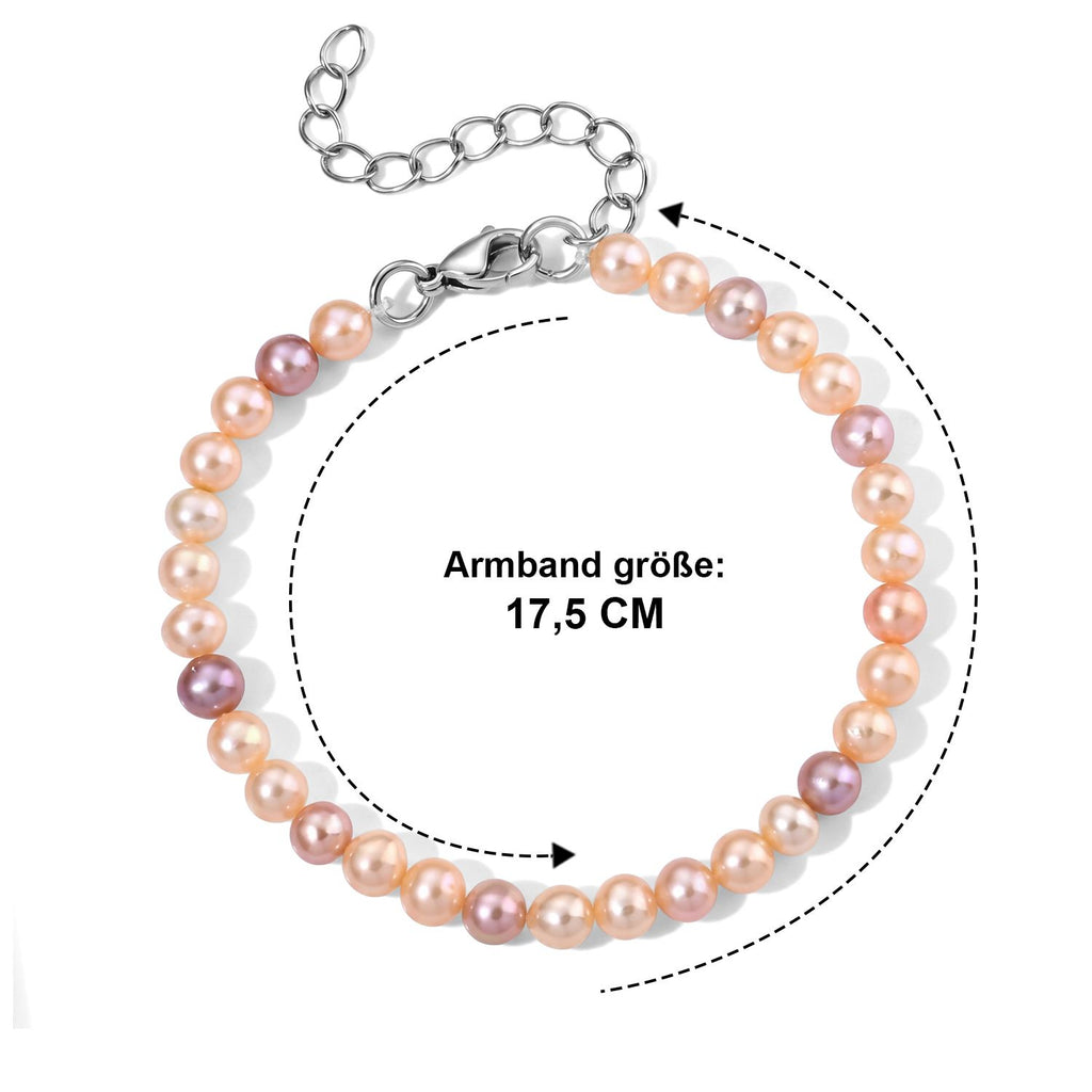 Mehrfarbige Süßwasser Perle (5-6 mm) Armband ca. 18 cm 316L Edelstahl