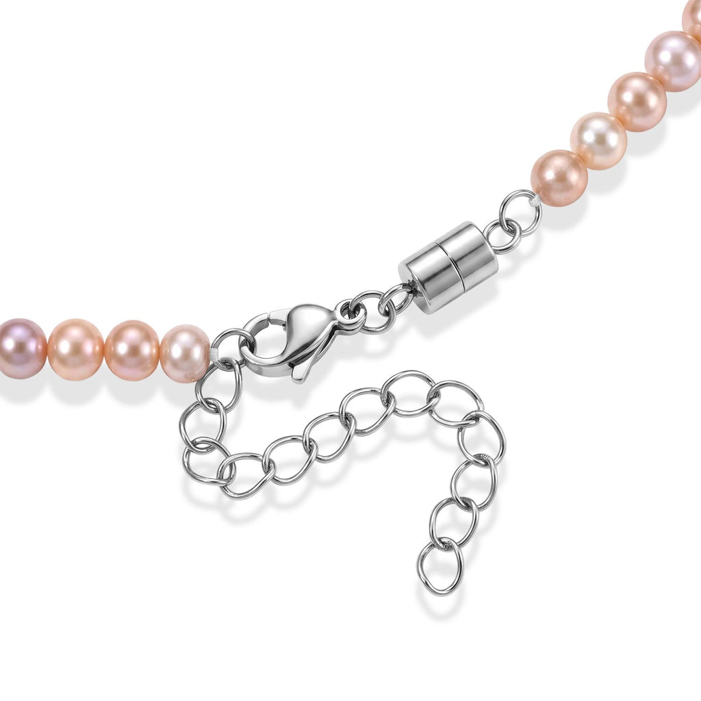 Mehrfarbige Süßwasser Perle (5-6 mm) Halskette ca. 45 cm 316L Edelstahl