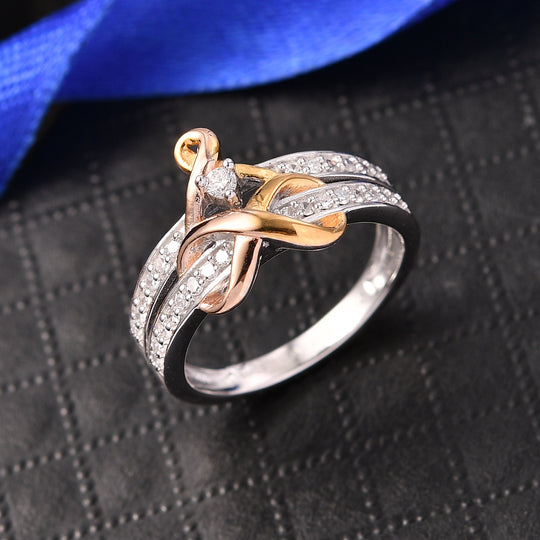 LUXURIANT DIAMOND - Lab Grown Diamant SI-GH Ring 925 Silber, Dreifarbig (Größe 17.00) ca. 0.33 ct