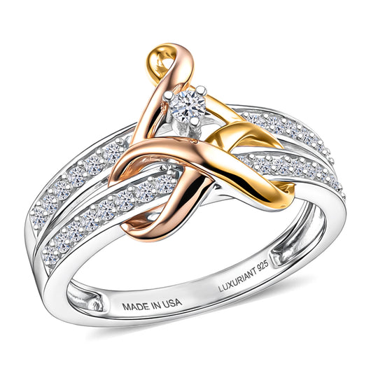 LUXURIANT DIAMOND - Lab Grown Diamant SI-GH Ring 925 Silber, Dreifarbig (Größe 17.00) ca. 0.33 ct
