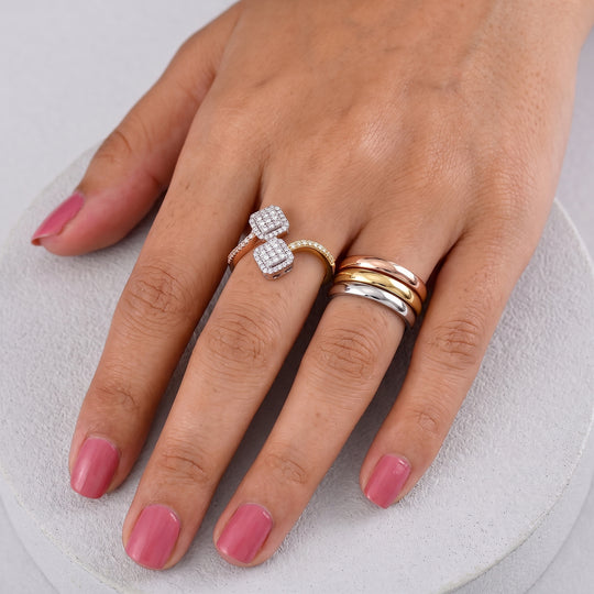 LUXURIANT DIAMOND - Lab Grown Diamant SI-GH Ring 925 Silber 750 Roségold vermeil (Größe 22.00) (7-12 Werktage Lieferzeit) ca. 0,51 ct
