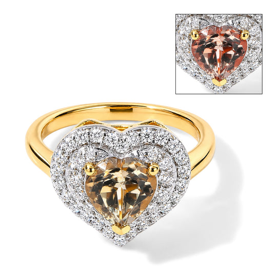 D'Joy AA Turkizit, Moissanit Ring 925 Silber 750 Gelbgold vermeil (Größe 18.00)   (10-16 Werktage Lieferzeit) ca. 2,19 ct