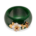 JARDIN KOLLEKTION D'Joy Gefärbte grüne Jade, Roter Granat Ring 925 Silber Vergoldet (Größe 16.00) 30.09 ct