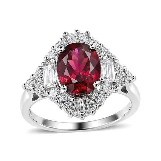 D'Joy AA Farbwechsel Granat, Moissanit Ring 925 Silber Rhodiniert (Größe 18.00)   (10-16 Werktage Lieferzeit) ca. 3,15 ct