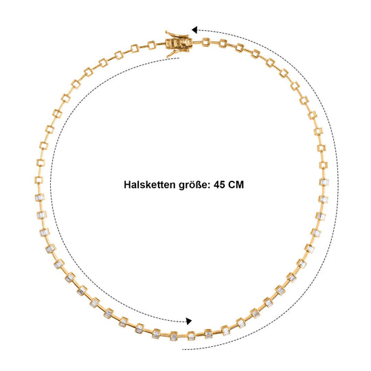 LUXURIANT DIAMOND - Lab Grown Diamant SI-GH SGL-zertifiziert Halskette ca. 45 cm 925 Silber 750 Gelbgold vermeil ca. 3,00 ct.