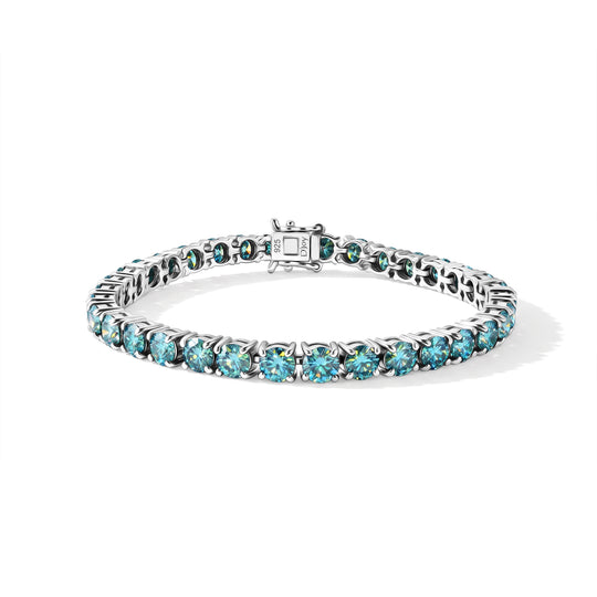 D'Joy Paraiba Moissanit Armband ca. 18 cm 925 Silber Rhodiniert ca. 13,73 ct.