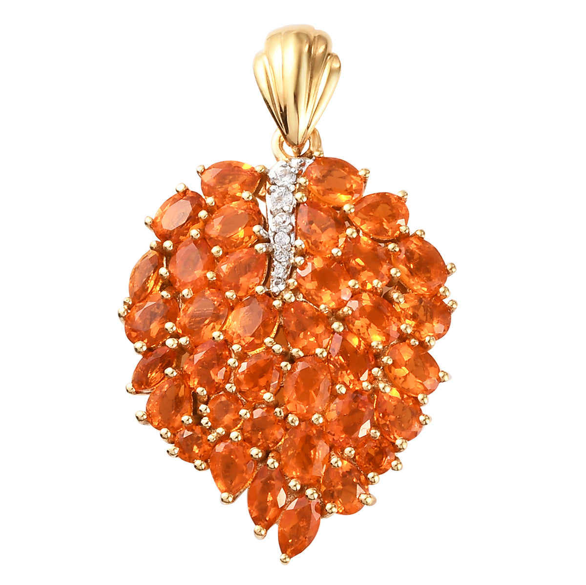 Salamanca Feueropal Anhänger 925 Silber vergoldet ca. 3,78 ct