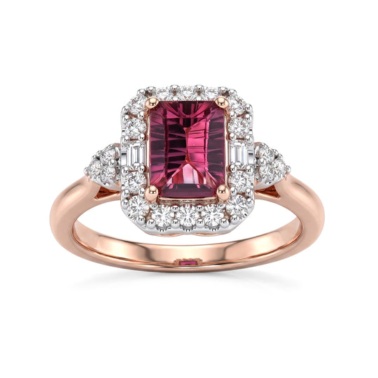 D'Joy AA Rosa Granat, Moissanit Ring 925 Silber 750 Roségold vermeil (Größe 17.00)   (10-16 Werktage Lieferzeit) ca. 1,50 ct