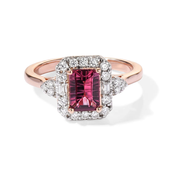 D'Joy AA Rosa Granat, Moissanit Ring 925 Silber 750 Roségold vermeil (Größe 17.00)   (10-16 Werktage Lieferzeit) ca. 1,50 ct