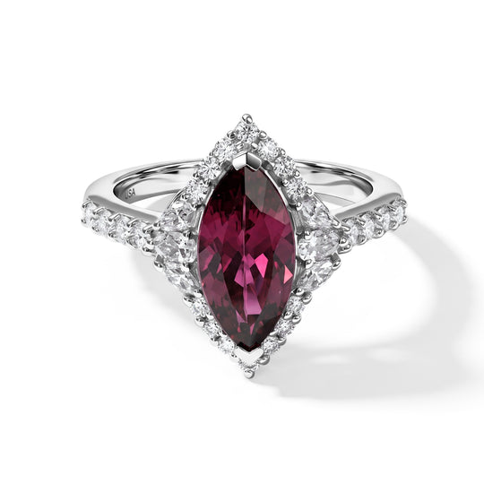 D'Joy AA Farbwechsel Granat, Moissanit Ring 925 Silber Rhodiniert (Größe 18.00)   (10-16 Werktage Lieferzeit) ca. 1,74 ct